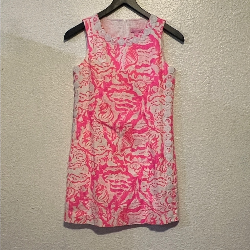 Lilly Pulitzer pink white shell dress size 14